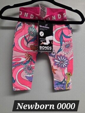 Bonds Pink Floral Stretchies Leggings for Kids Newborn 0000